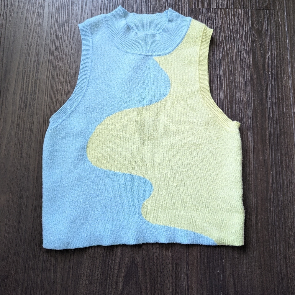 Pacsun LA Hearts Light Blue And Green Knit  Crop Top - Picture 2 of 3